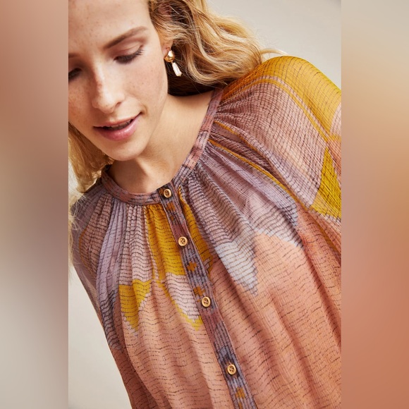 Mes Demoiselles Morgana Silk Peasant Blouse Long Sleeves 2 - Picture 9 of 12